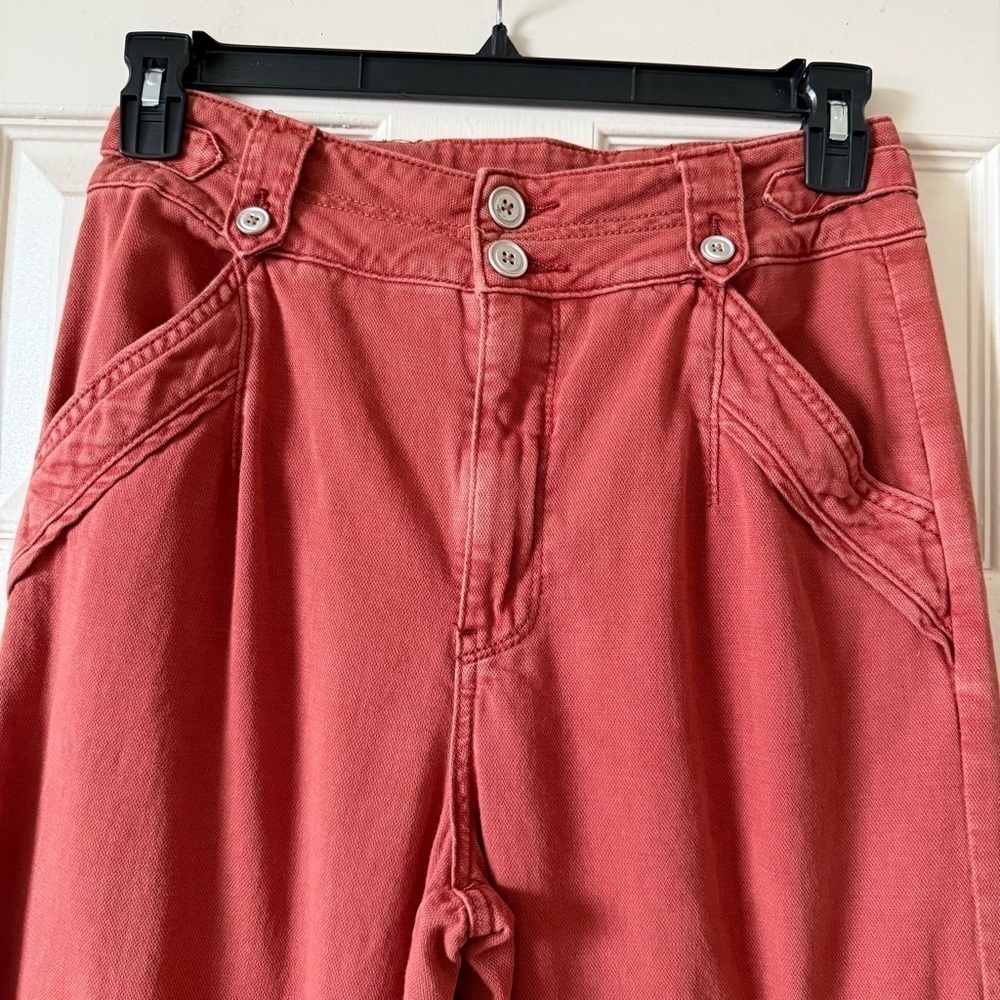 Pilcro Anthropologie Wide Leg High Rise Baggy Cargo Pants Women Sz 27 Terracotta - Picture 5 of 16
